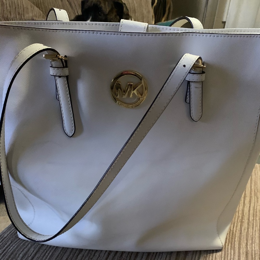 Large white leather Michael Kors purse